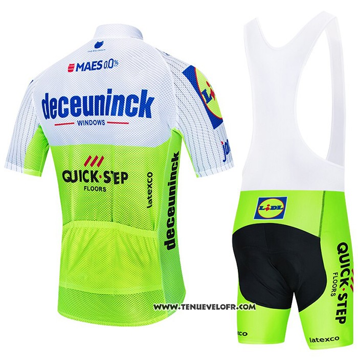 2020 Maillot Ciclismo Deceuninck Quick Step Blanc Vert Manches Courtes et Cuissard